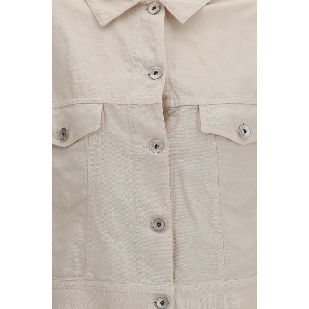 Brunello Cucinelli White Cotton Denim Jacket - Timeless Luxury Elegance