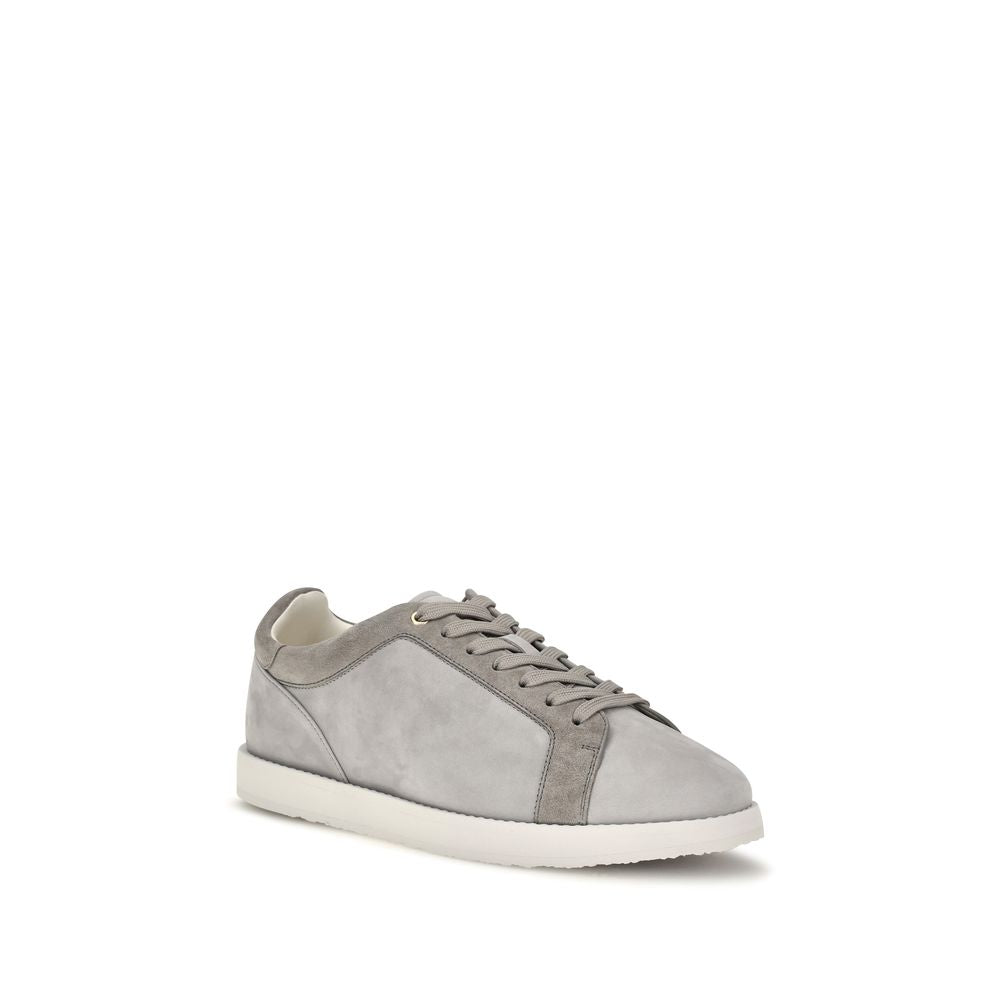 Brunello Cucinelli Gray Suede Leather Low Top Sneakers for Elegance