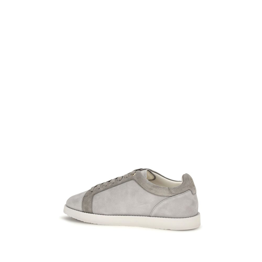 Brunello Cucinelli Gray Suede Leather Sneakers for Timeless Elegance