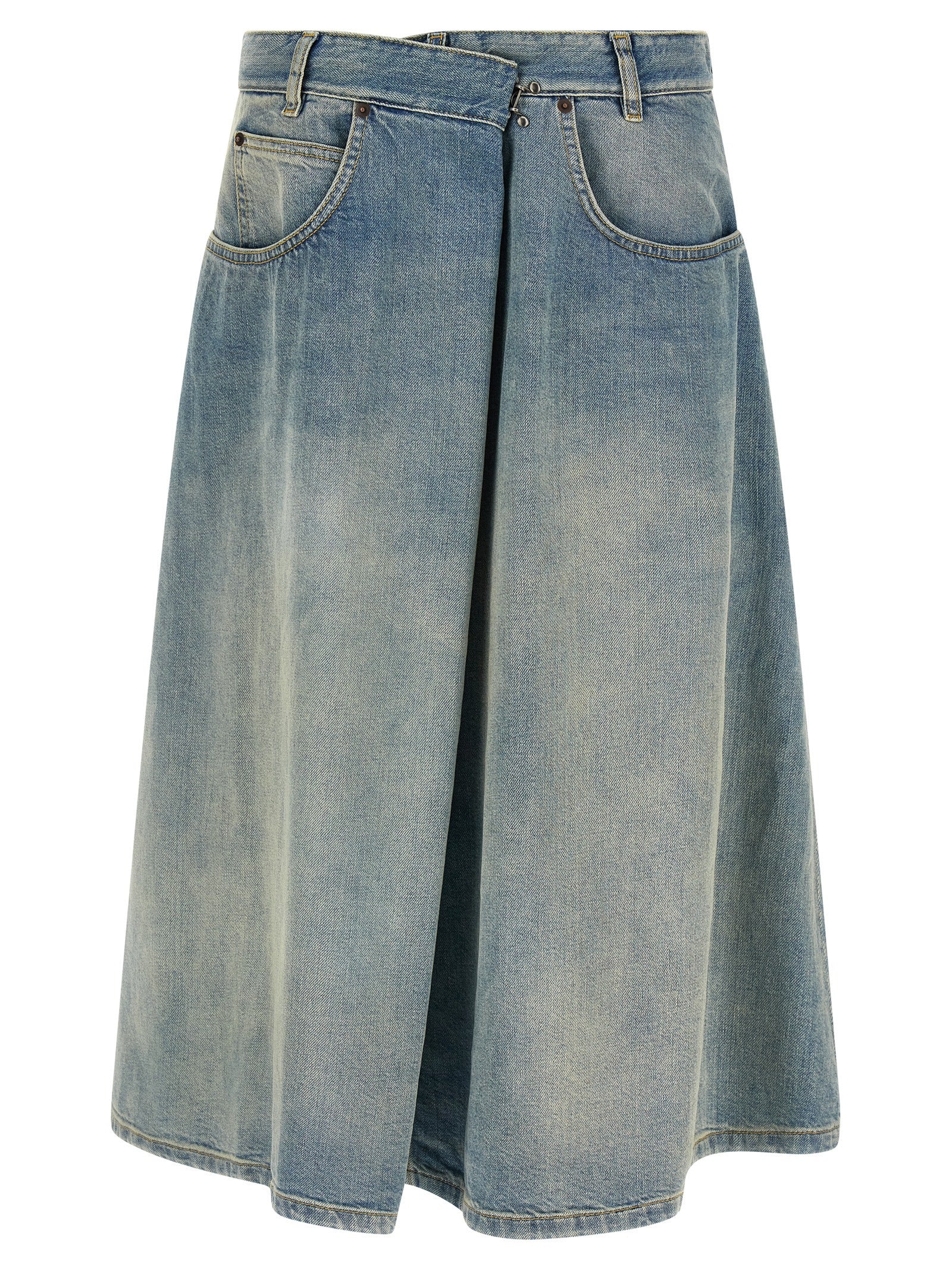 Maison Margiela Blue Cotton Midi Skirt - Timeless Luxury Redefined