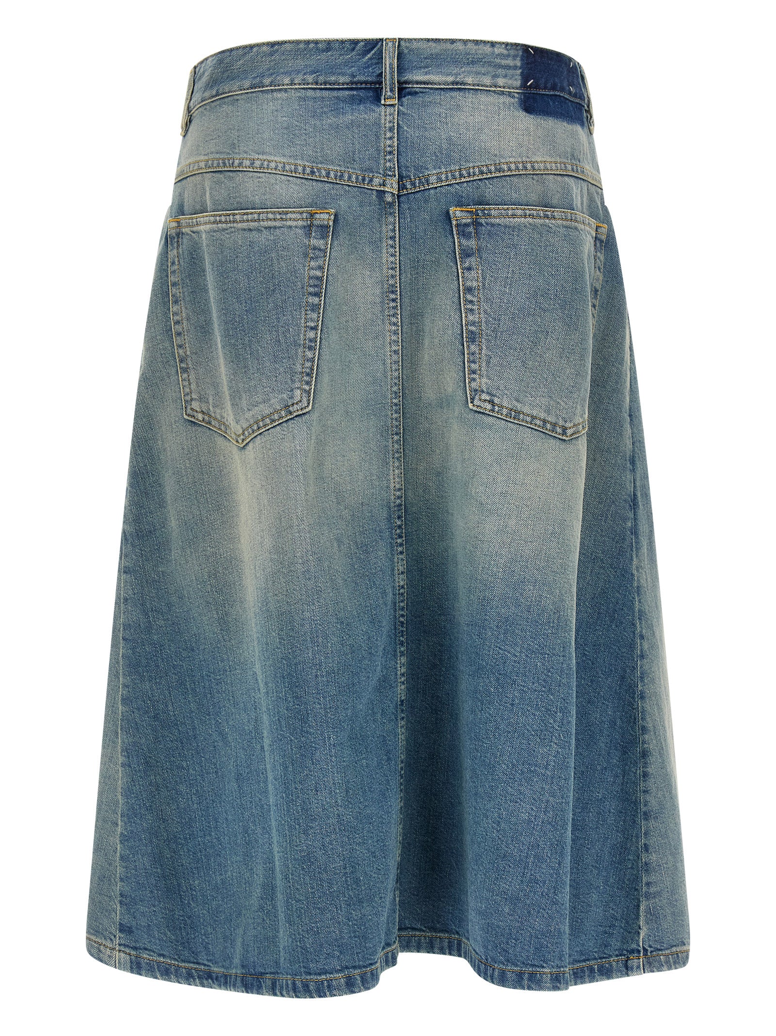 Maison Margiela Blue Cotton Midi Skirt - Timeless Luxury Redefined