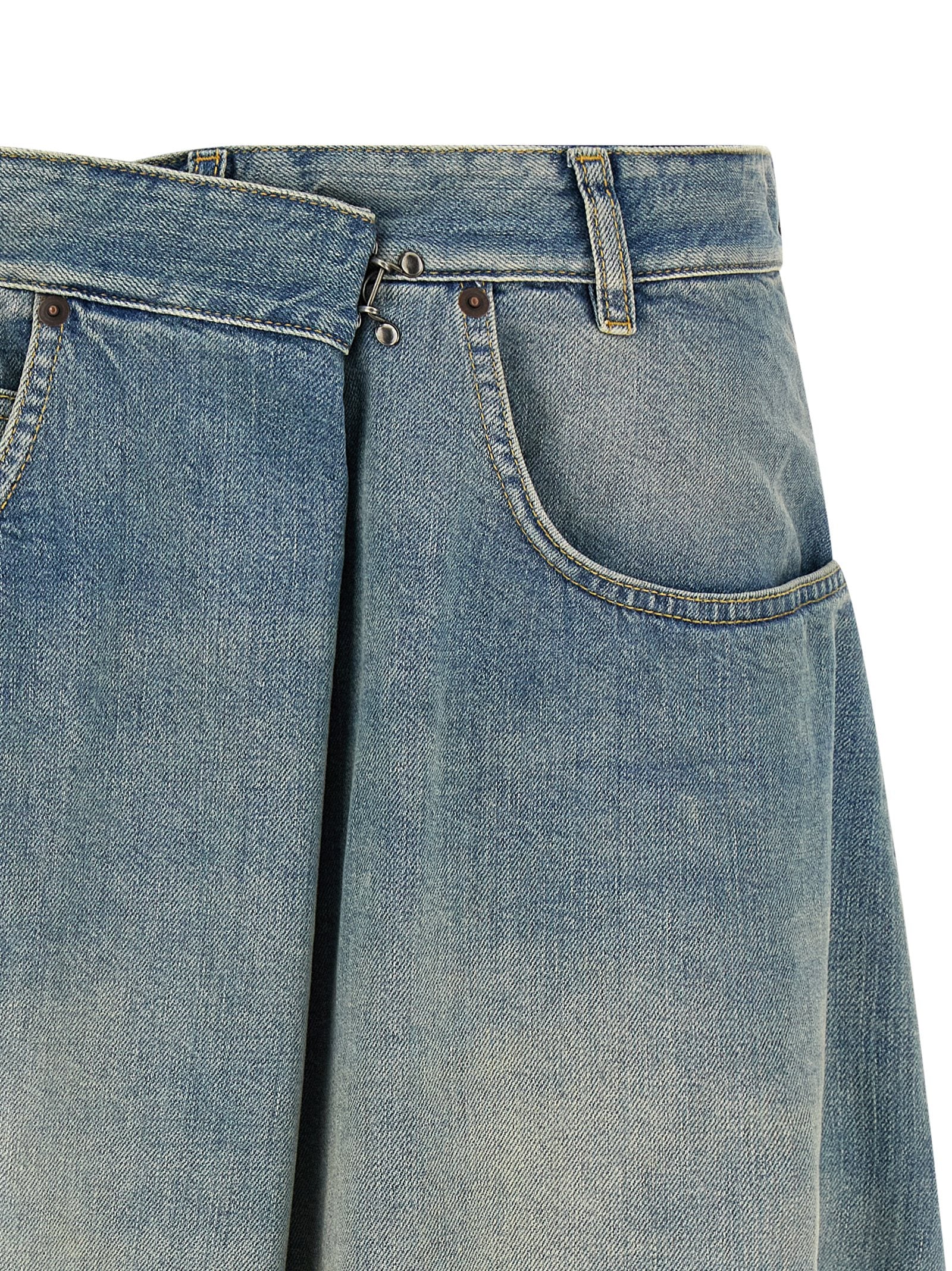 Maison Margiela Blue Cotton Midi Skirt - Timeless Luxury Redefined
