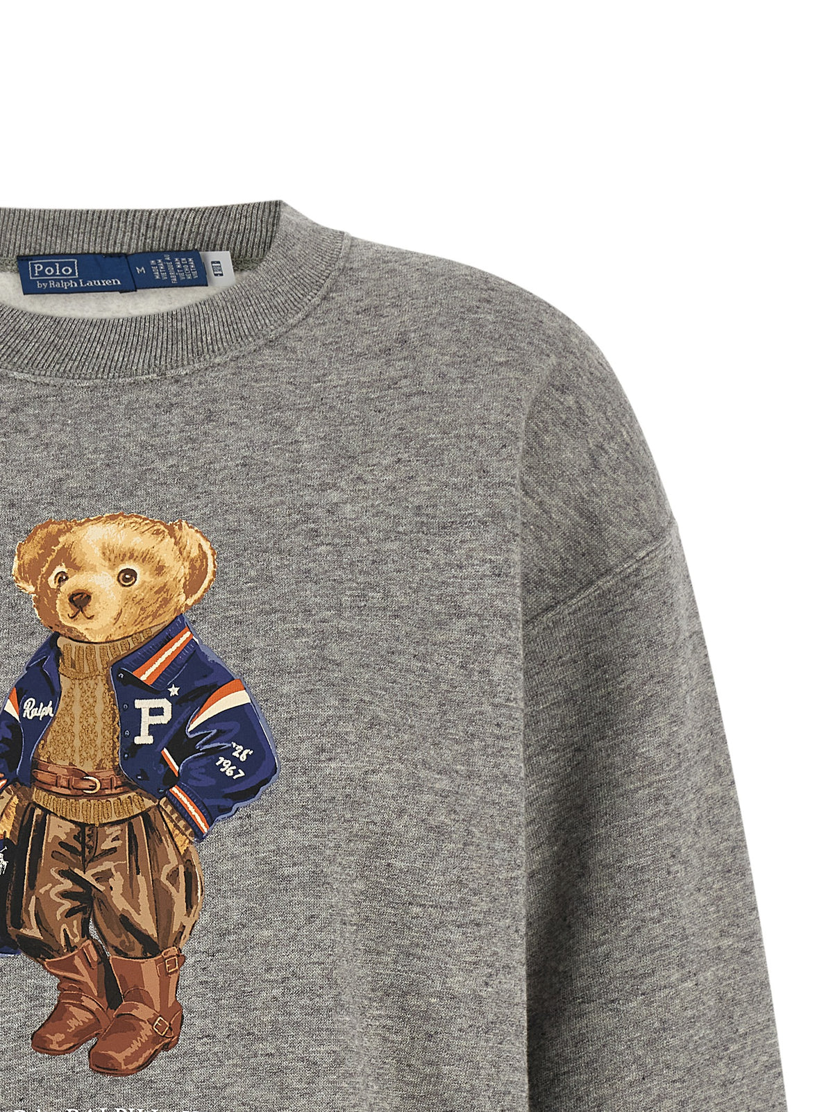 Elevate your wardrobe with the Polo Ralph Lauren Gray Cotton Sweatshirt, a luxurious blend of comfort and style, featuring the iconic 'Polo Bear' graphic for timeless elegance.