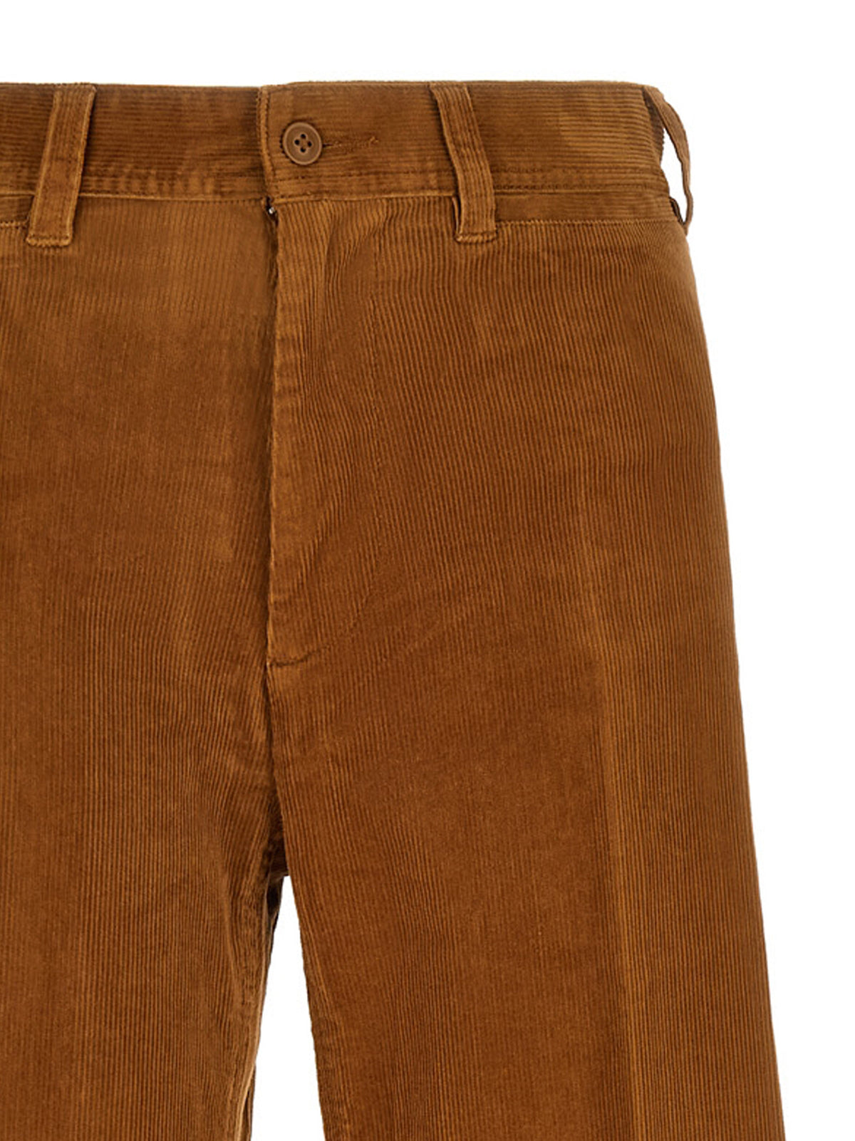 Elevate your wardrobe with Polo Ralph Lauren's Brown Cotton Flared Pants, a luxurious blend of soft corduroy, embodying timeless elegance and sophisticated allure.