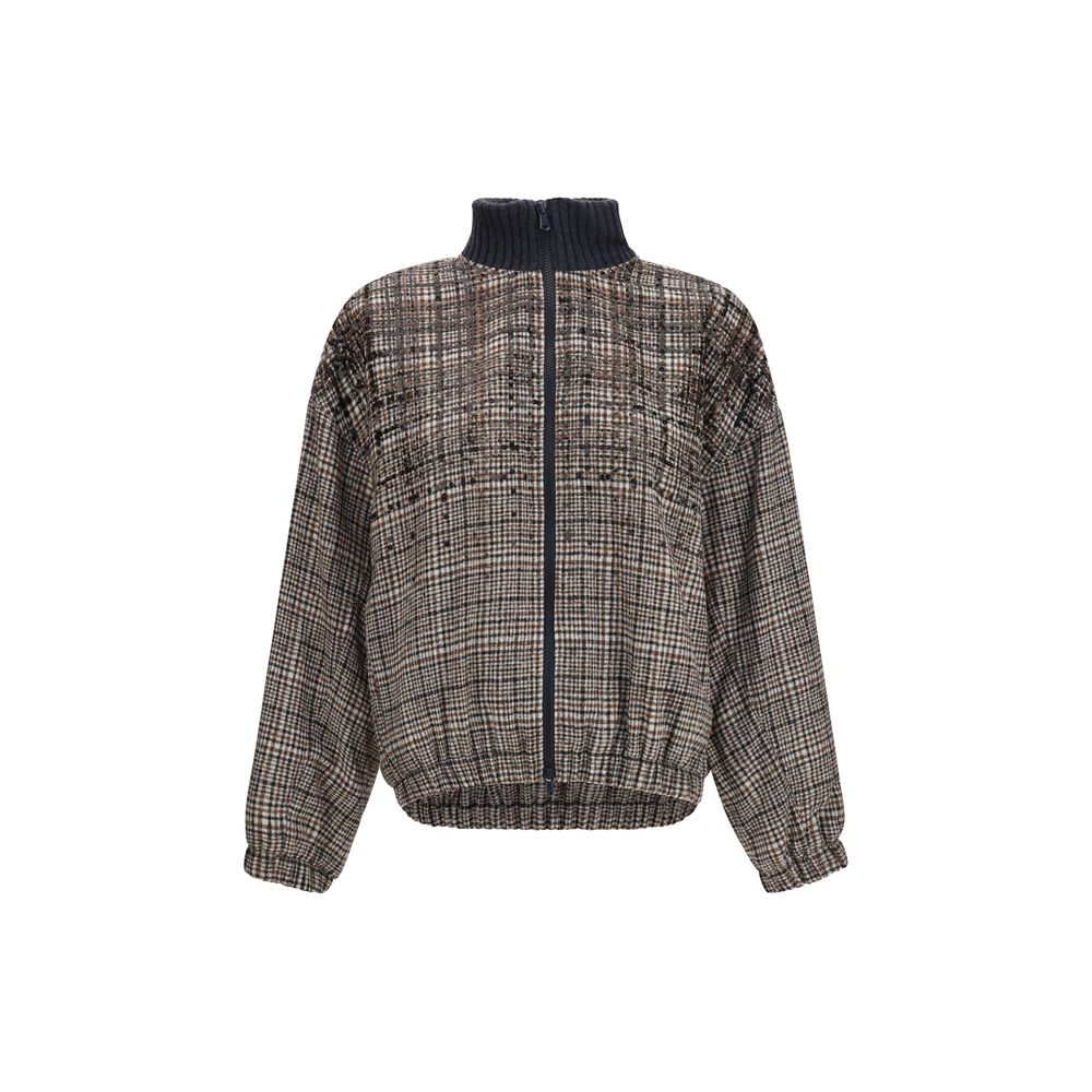 Elevate your style with the Brunello Cucinelli Beige Polyamide Full-Length Jacket, a masterpiece of luxury crafted from a sumptuous blend of alpaca and merino wool, perfect for any sophisticated occasion.
