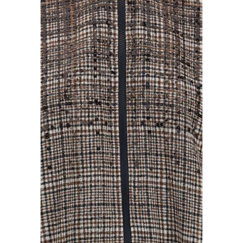 Indulge in the Brunello Cucinelli Beige Polyamide Full-Length Jacket, a masterpiece of alpaca and merino wool, embodying luxury and sophistication for the discerning individual.