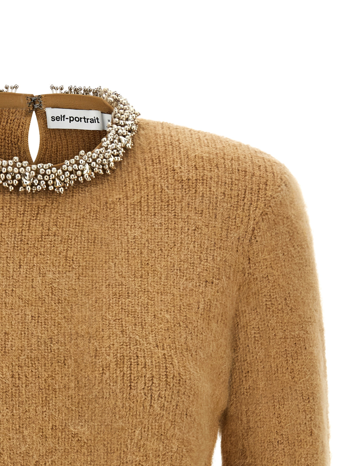 Self-Portrait Brown Polyester Cardigan – Luxurious Elegance Unveiled