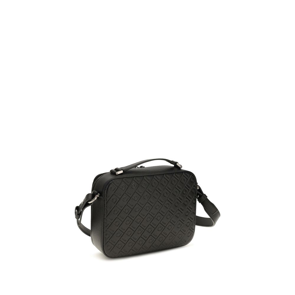 Indulge in the timeless elegance of the Ferragamo Black Calf Leather Bos Taurus Shoulder Bag, a masterpiece of craftsmanship that embodies sophistication and versatility.