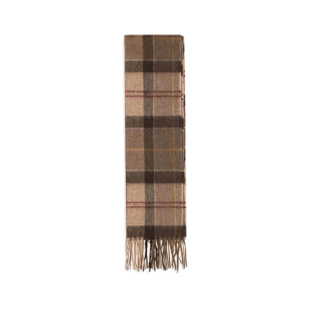 Elevate your style with the Barbour Beige Wool Oves Aries Scarf, a luxurious blend of Merino wool and Kashmir, embodying timeless elegance and sophisticated warmth.