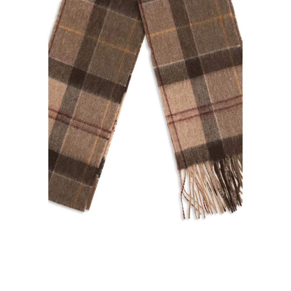 Experience the exquisite Barbour Beige Wool Oves Aries Scarf, a luxurious blend of Merino wool and Kashmir, embodying timeless elegance and sophisticated warmth for discerning tastes.