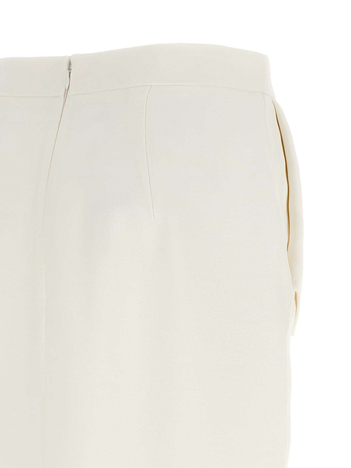 Experience the timeless elegance of the Stella McCartney White Polyester Midi Skirt, crafted from sustainable Altermat fabric, embodying refined luxury and sophisticated style.