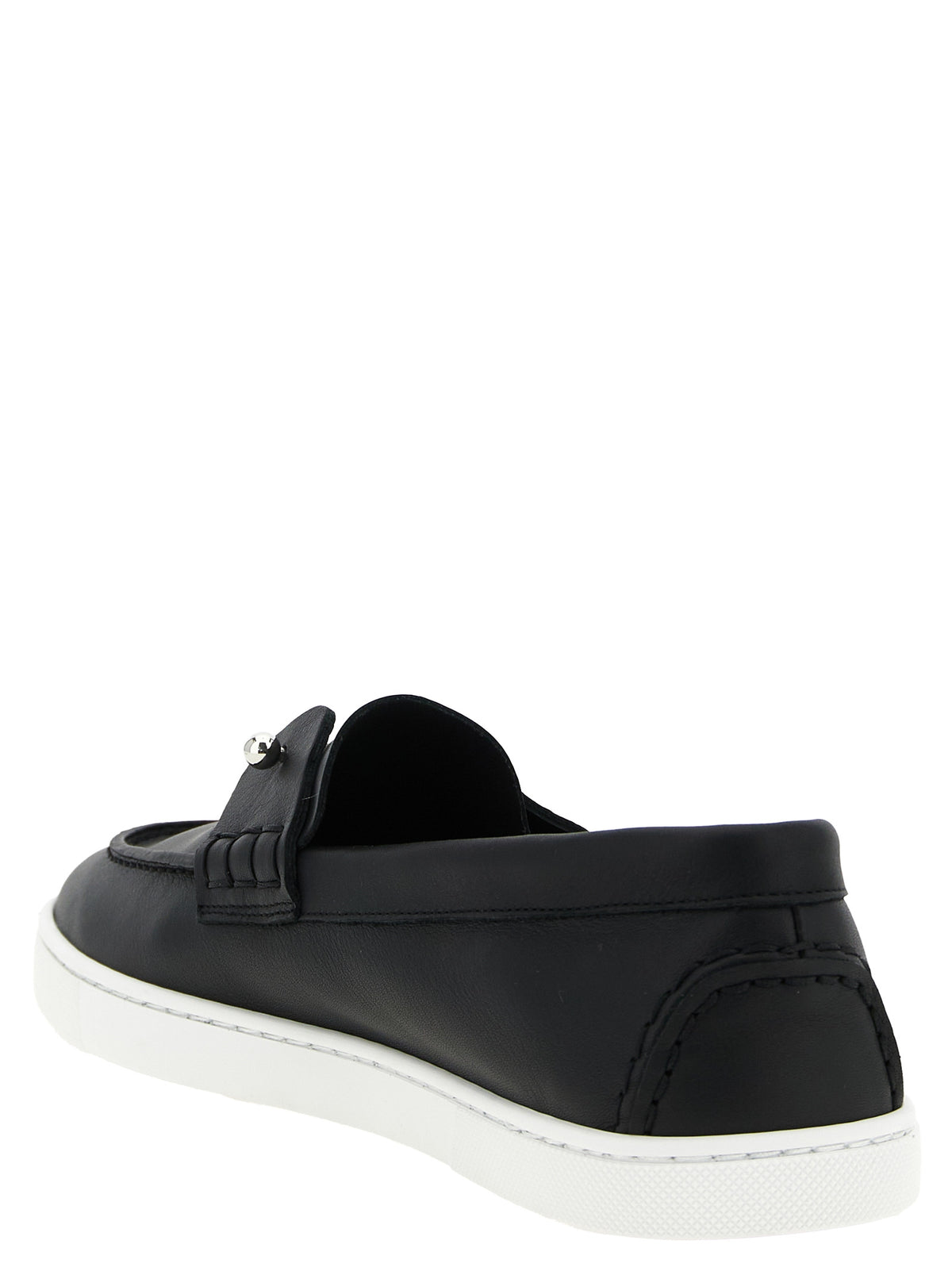 Elevate your style with Christian Louboutin's black calfskin loafers, a masterpiece of Italian craftsmanship that embodies luxury and sophistication for any occasion.