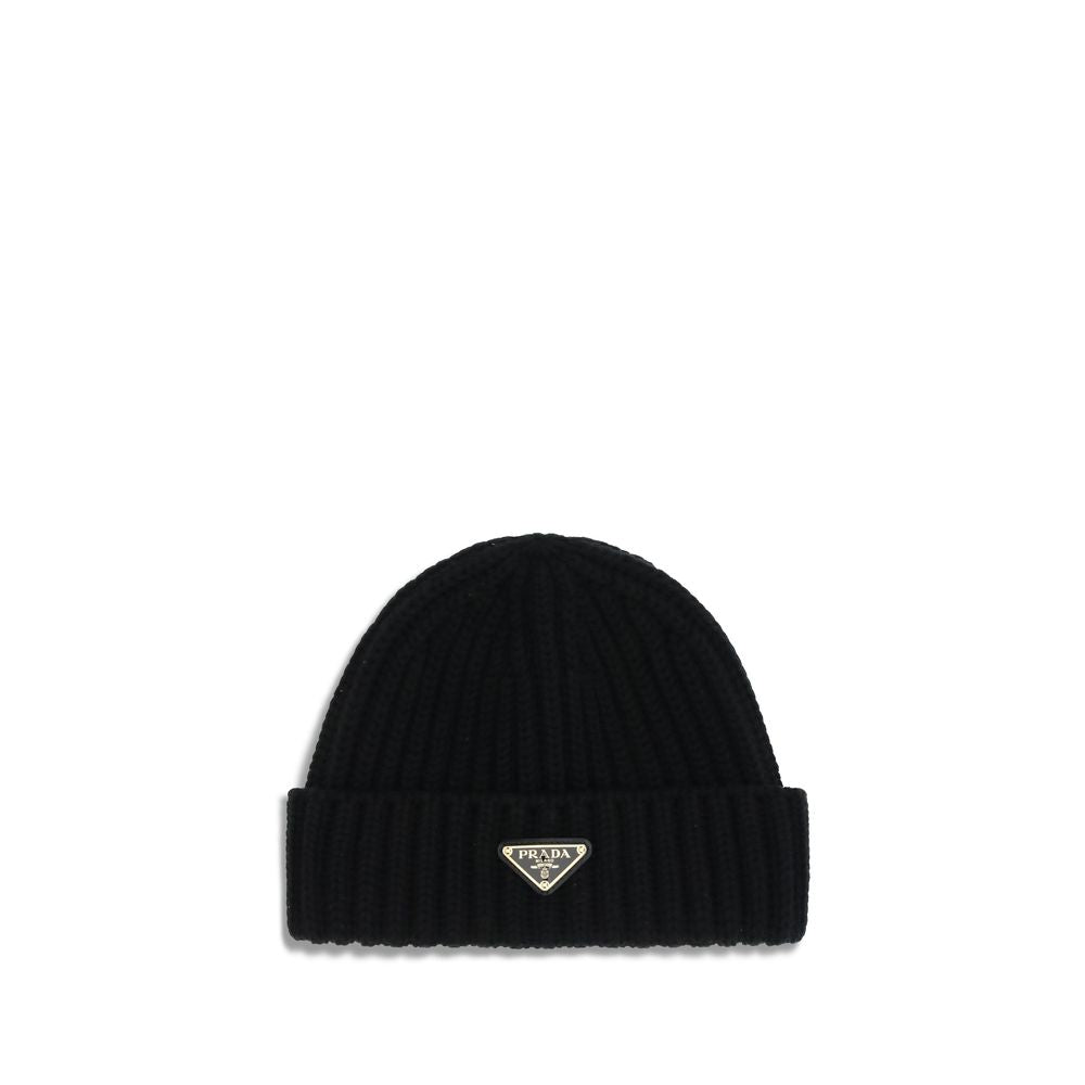 Prada Black Wool Oves Aries Beanie - Luxurious Fleece Elegance