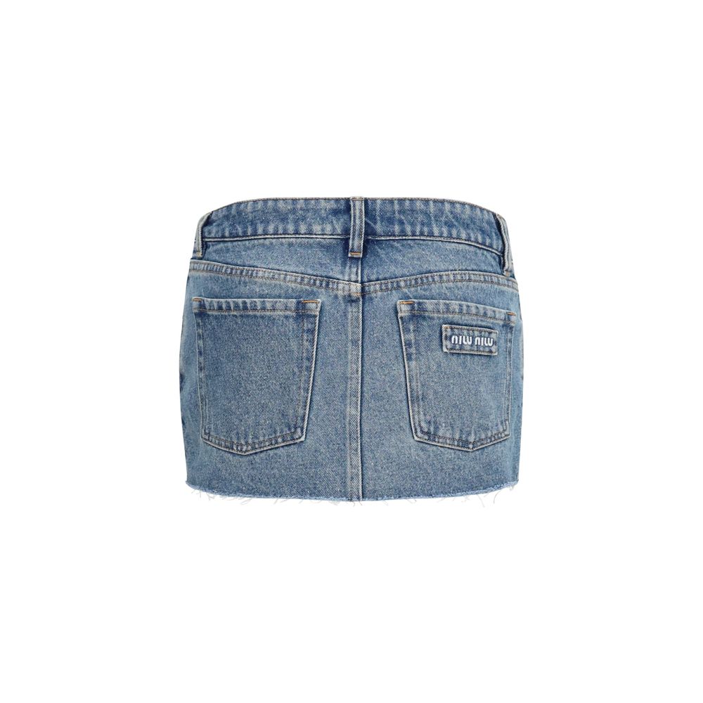 Miu Miu Blue Cotton Mini Skirt - Effortless Luxe Elegance