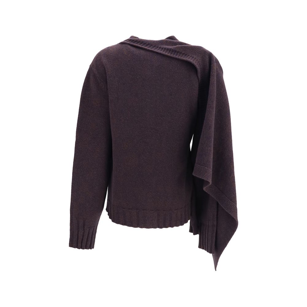 The Attico Brown Wool Oves Aries Cardigan - Luxurious Elegance