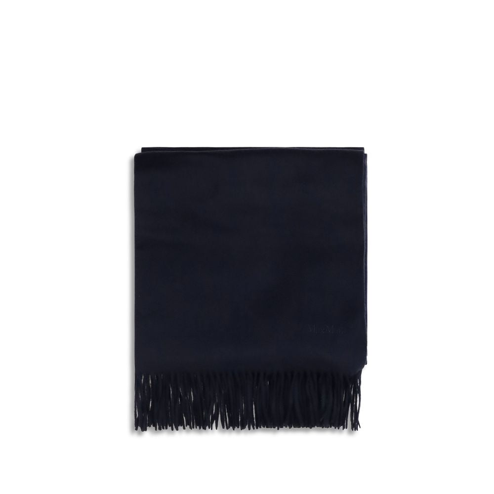 Experience the exquisite allure of the Max Mara Blue Cashmere Scarf, a timeless accessory crafted from pure cashmere, embodying sophistication and elegance for every occasion.