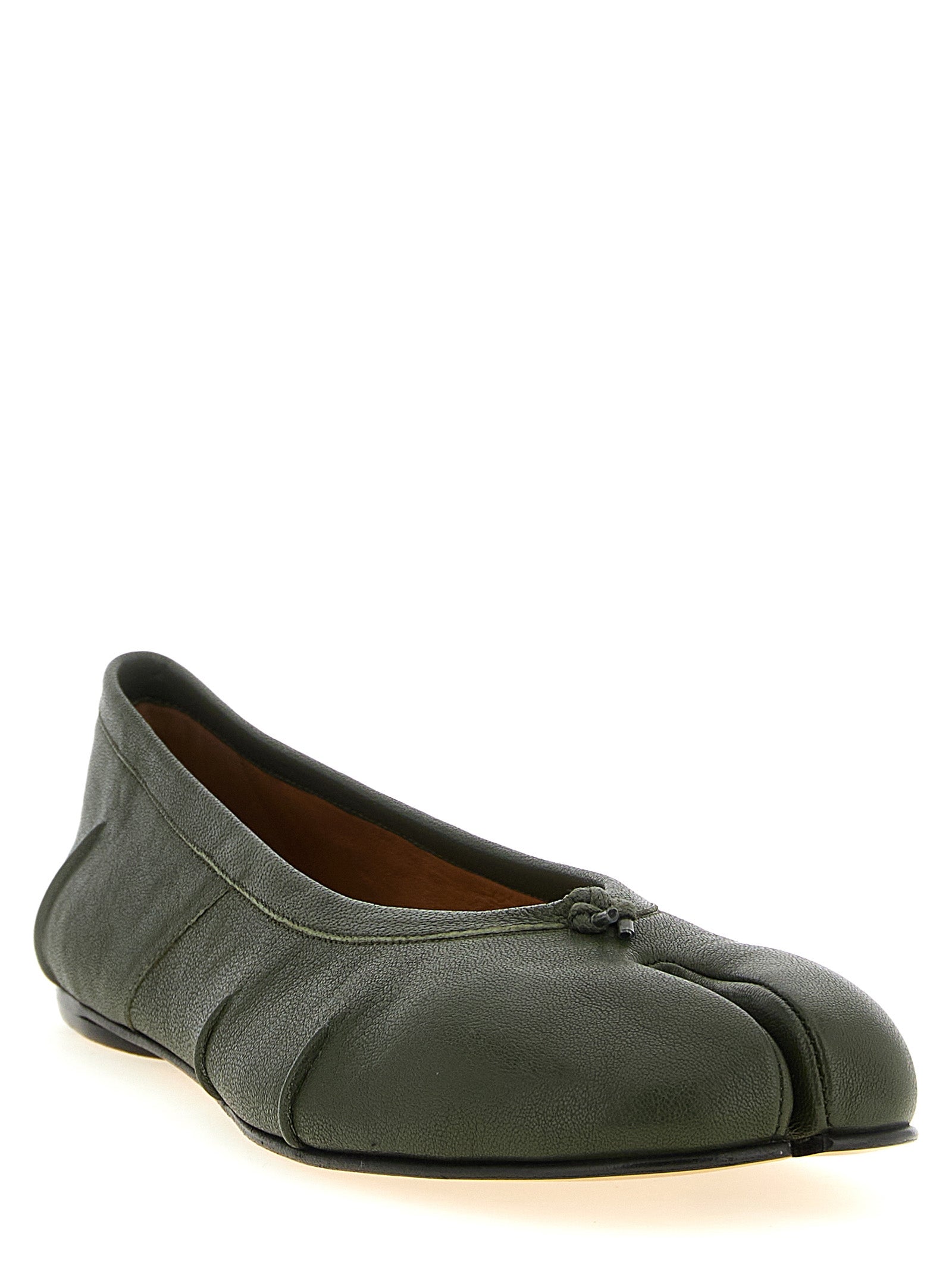 Indulge in the Maison Margiela Bicolor Lambskin Ballet Flats, where exquisite craftsmanship meets avant-garde design, embodying timeless elegance and modern sophistication.