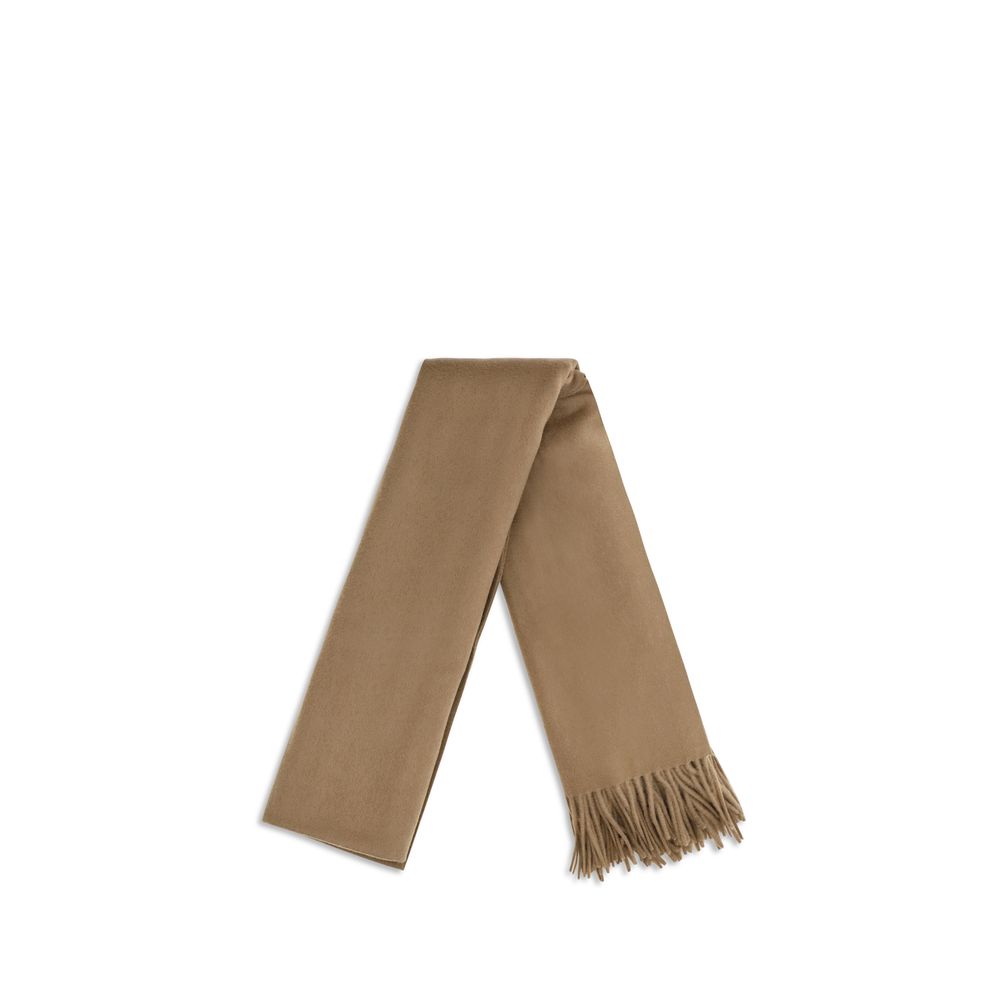 Indulge in the Max Mara Beige Cashmere Scarf, a timeless accessory crafted from pure cashmere, elevating your style with elegance and sophistication.