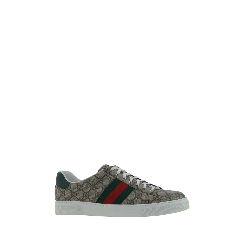 Step into the realm of luxury with Gucci's Beige Polyethylene Low Top Sneakers, where exceptional craftsmanship meets timeless elegance, perfect for any sophisticated occasion.