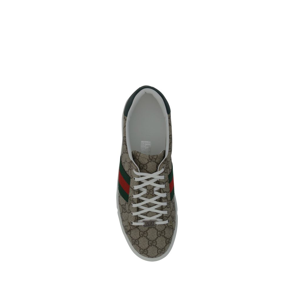 Elevate your style with Gucci's Beige Polyethylene Low Top Sneakers, a luxurious blend of sophistication and comfort, perfect for the discerning individual.