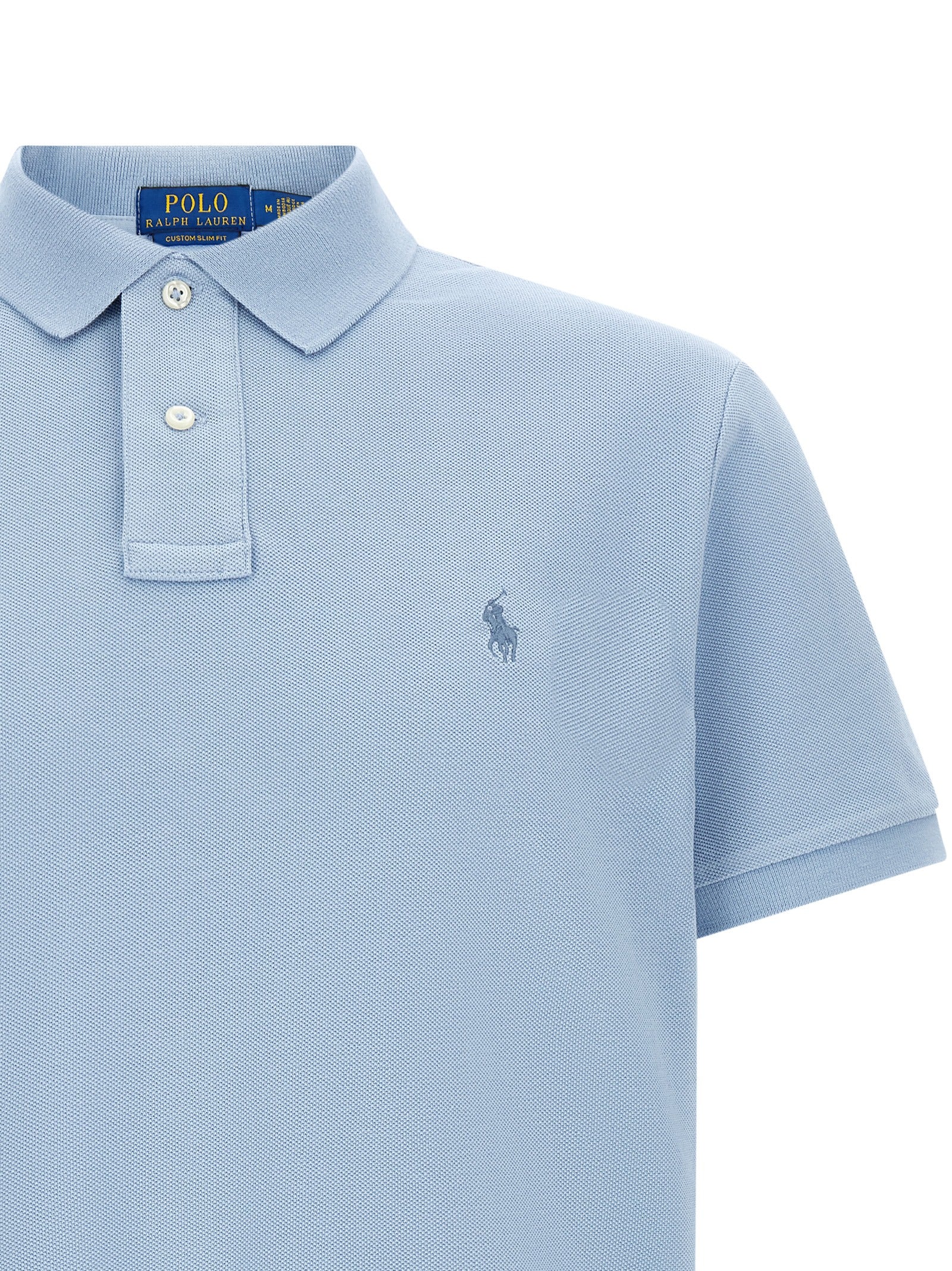 Elevate your wardrobe with the Polo Ralph Lauren Blue Cotton Polo Shirt, a timeless blend of luxury and comfort crafted from pure cotton piqué, perfect for any occasion.