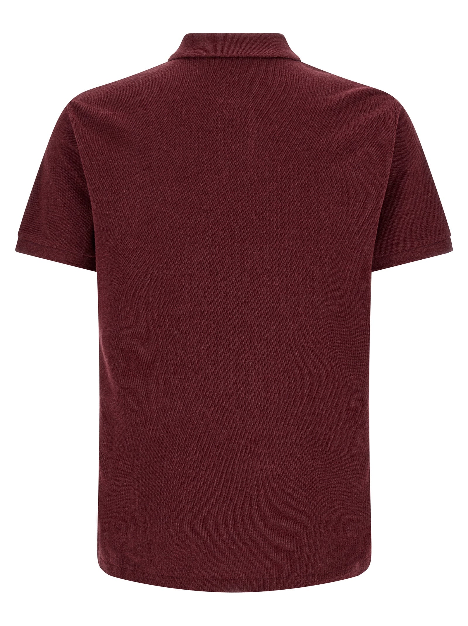 Indulge in the timeless elegance of the Polo Ralph Lauren Bordeaux Cotton Polo Shirt, crafted from pure cotton piqué, embodying luxury and sophistication for discerning tastes.