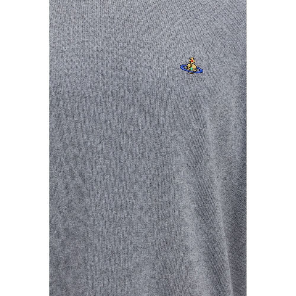 Indulge in the exquisite softness of the Vivienne Westwood Gray Cashmere Sweater, a timeless piece featuring iconic Orb embroidery, perfect for the discerning connoisseur.