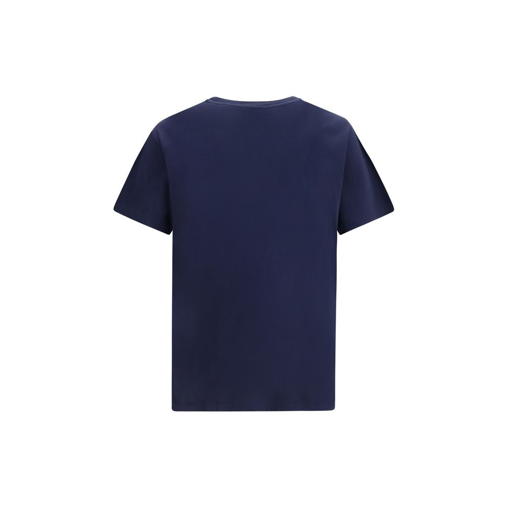 Indulge in the exquisite craftsmanship of the Vivienne Westwood Blue Cotton T-Shirt, a timeless essential adorned with iconic Orb embroidery, embodying luxury and sophistication.