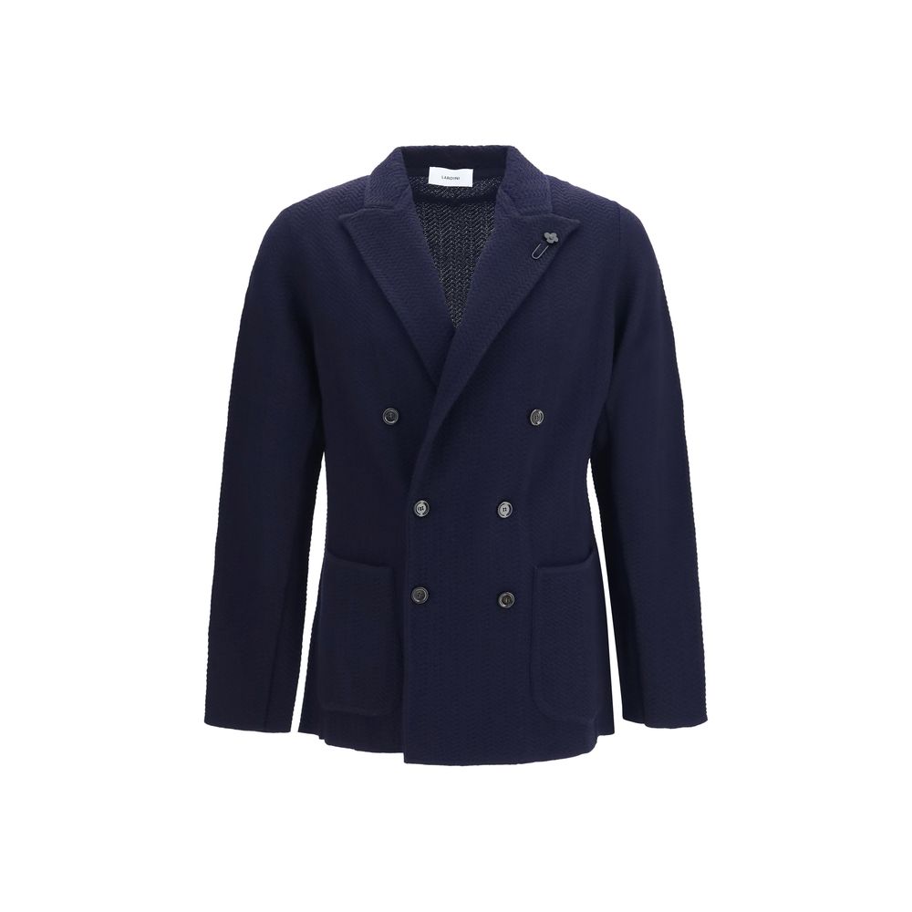 Discover the Lardini Blue Wool Oves Aries Blazer, a masterpiece of refined craftsmanship in luxurious fleece wool, embodying elegance and sophistication for the discerning individual.