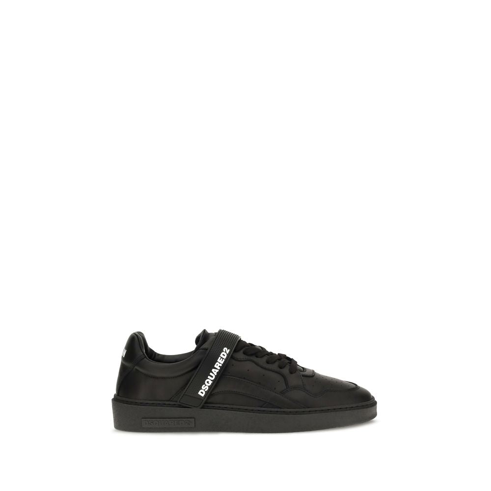 Experience the refined elegance of Dsquared² Black Calf Leather Bos Taurus Athletic Sneakers, where luxurious craftsmanship meets sporty sophistication for the discerning individual.