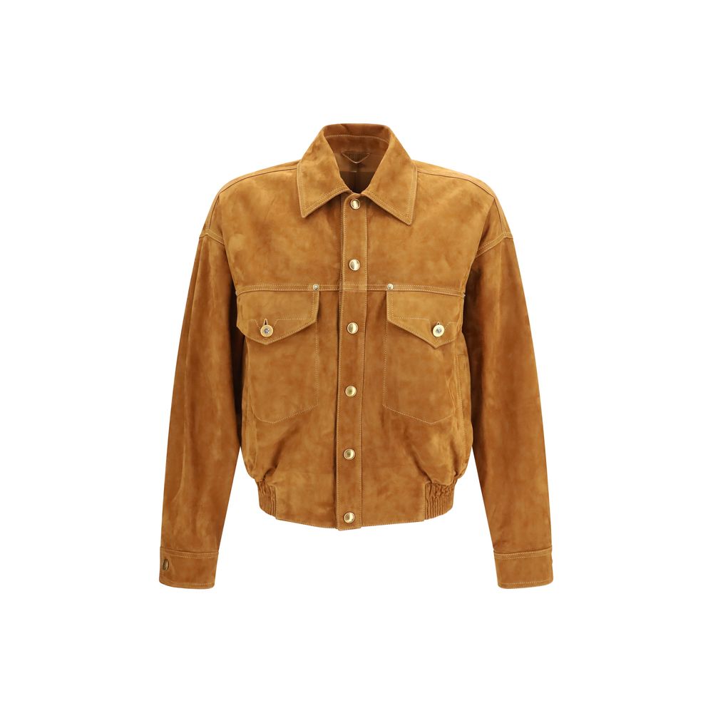Indulge in the exquisite Versace Brown Lamb Ovis Aries Leather Jacket, a masterpiece of soft lamb leather that redefines luxury and sophistication for the discerning individual.