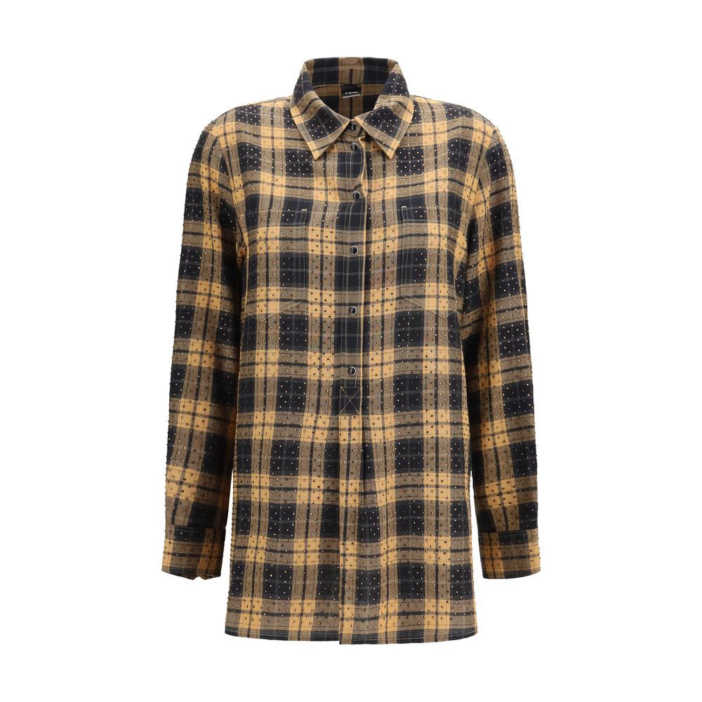 Indulge in the exquisite allure of the PINKO Beige Viscose Pattern Shirt, a masterpiece of refined design and luxurious comfort, perfect for the discerning wardrobe.