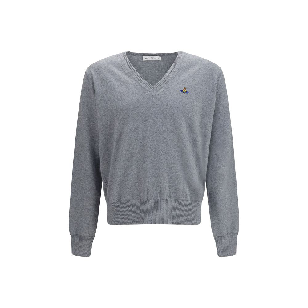 Indulge in the elegance of the Vivienne Westwood Gray Cotton Sweatshirt, a luxurious cotton-cashmere blend masterpiece, featuring iconic Orb embroidery for timeless sophistication.