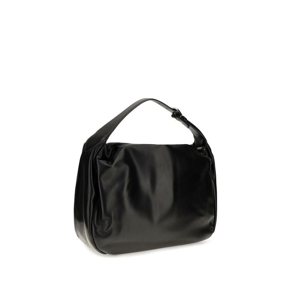 Indulge in the Brunello Cucinelli Black Calf Leather Bos Taurus Shoulder Bag, a testament to exquisite craftsmanship and timeless elegance, perfect for the discerning individual.