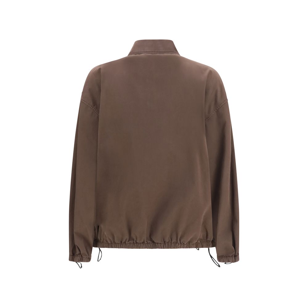 Elevate your wardrobe with the Miu Miu Brown Cotton Full-Length Jacket, a masterpiece of unlined elegance and oversized sophistication, perfect for any occasion.