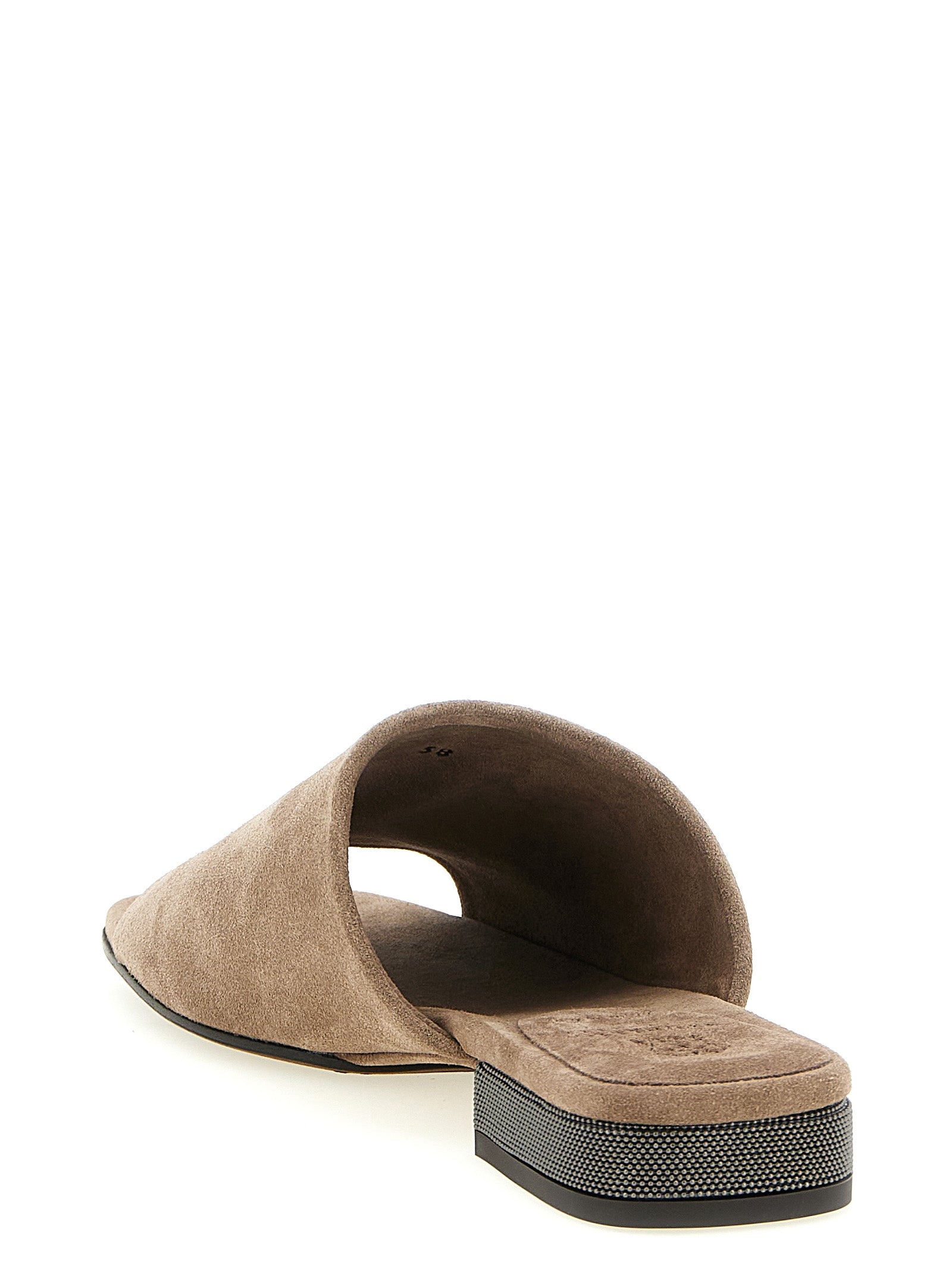 Indulge in the exquisite Brunello Cucinelli Brown Calfskin Slides, crafted from 100% calfskin leather, where Italian luxury meets timeless elegance for the discerning individual.
