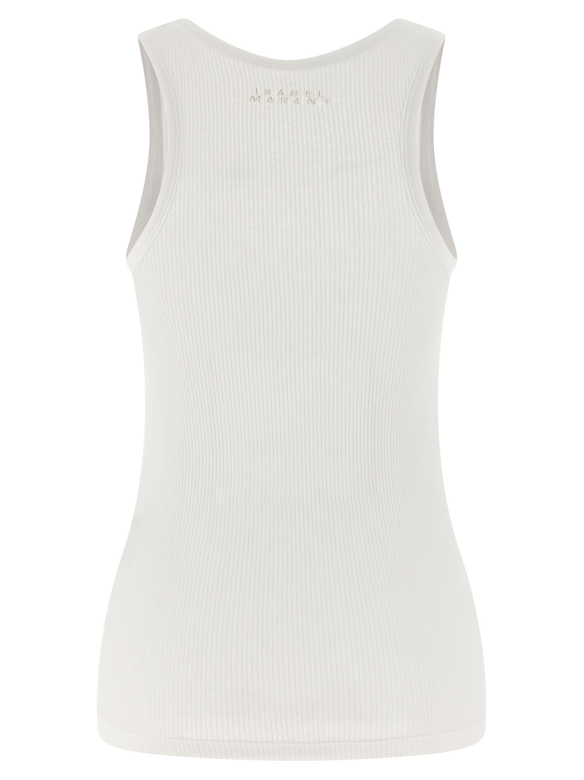 Discover the Isabel Marant White Cotton Tank Top, a luxurious staple crafted from 100% stretch cotton jersey, embodying elegance and versatility for the discerning fashion connoisseur.