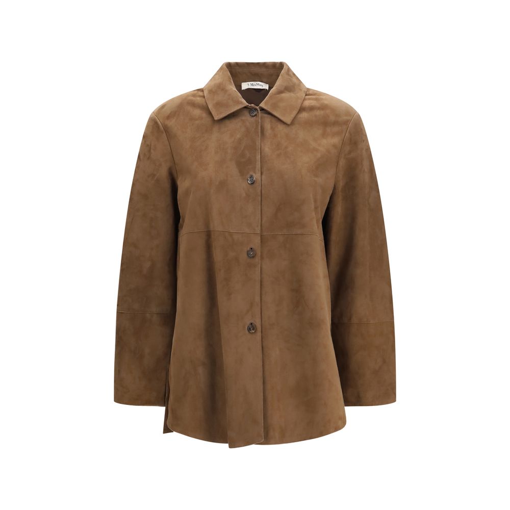'S Max Mara Brown Lamb Leather Jacket - Timeless Luxury Elegance