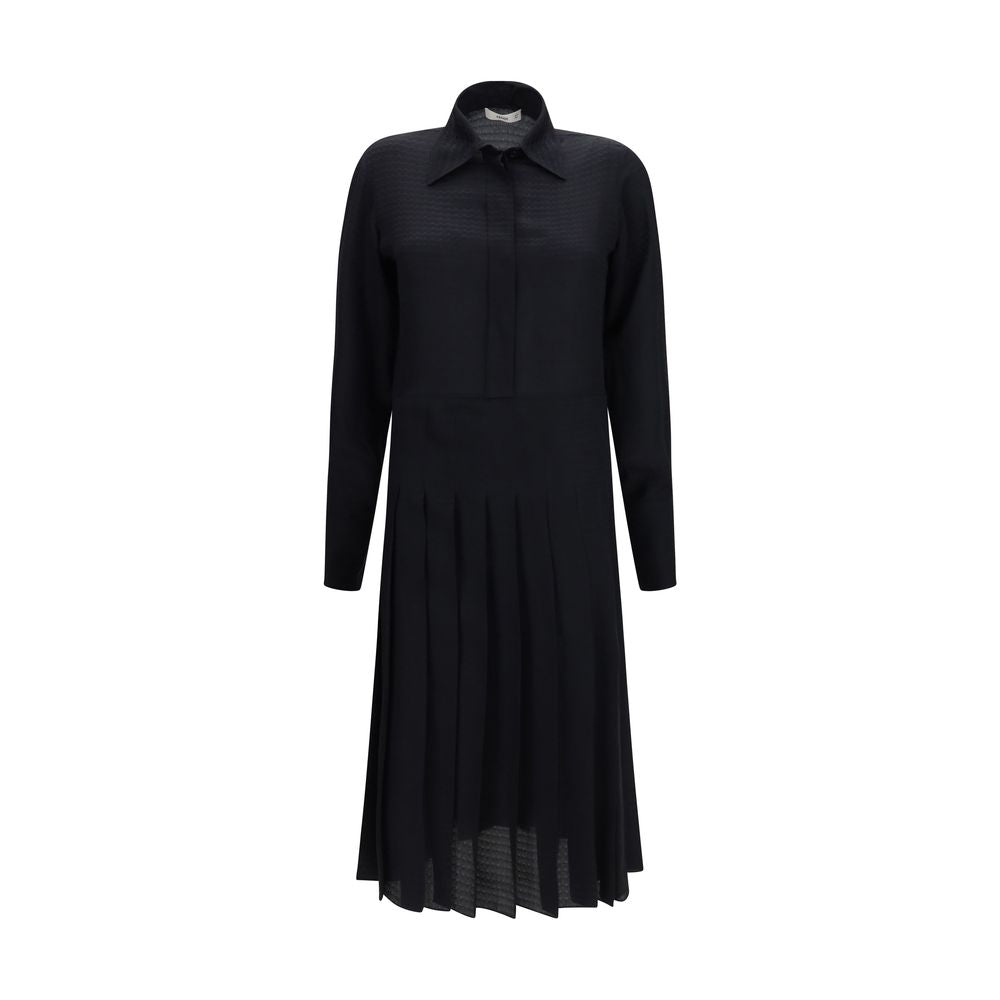 Experience the allure of the Fendi Black Silk Casual Dress, a masterpiece of Italian craftsmanship in luxurious silk, perfect for elevating your wardrobe with timeless elegance.