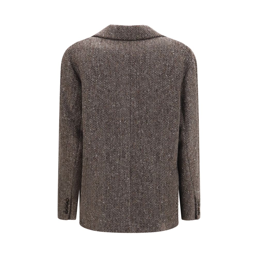 Brunello Cucinelli Brown Wool Biker Jacket - Timeless Luxury