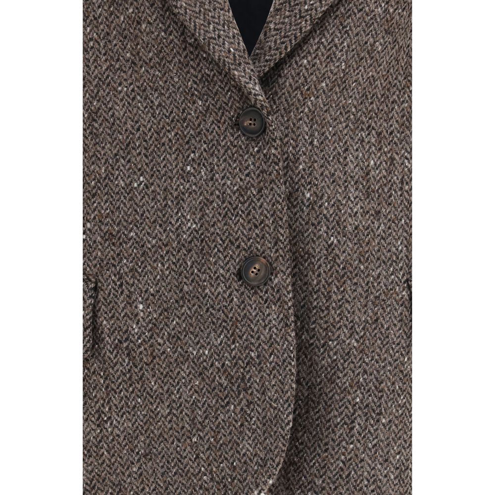 Brunello Cucinelli Brown Wool Biker Jacket - Timeless Luxury