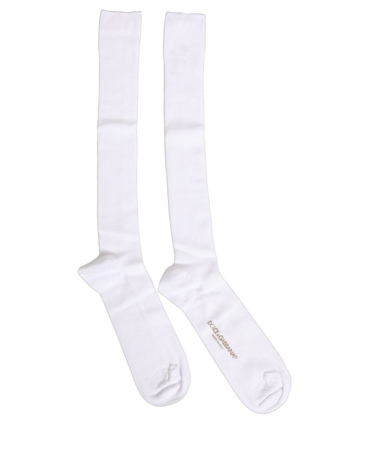 Elevate your style with Dolce & Gabbana's luxurious white viscose over-the-calf socks, a perfect blend of sophistication and comfort, crafted for the discerning connoisseur.