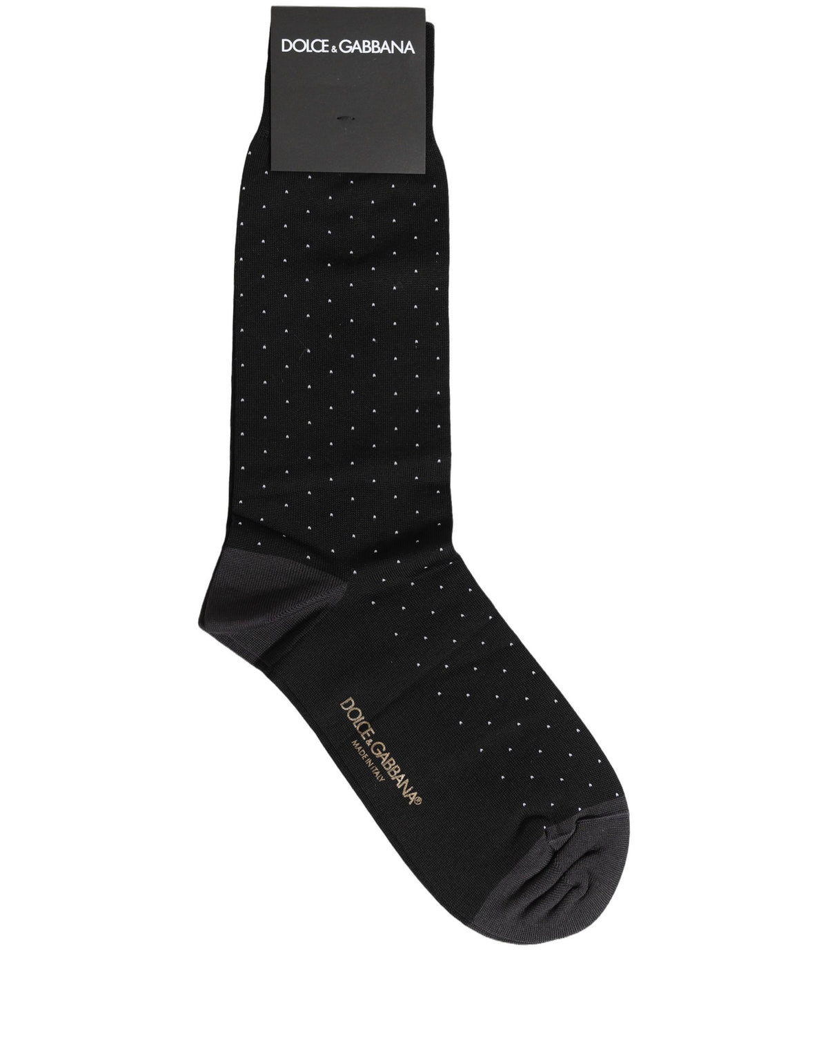 Elevate your style with Dolce & Gabbana's Black Cotton Polka Dot Socks, crafted in Italy from a luxurious cotton blend, embodying sophistication and timeless elegance.