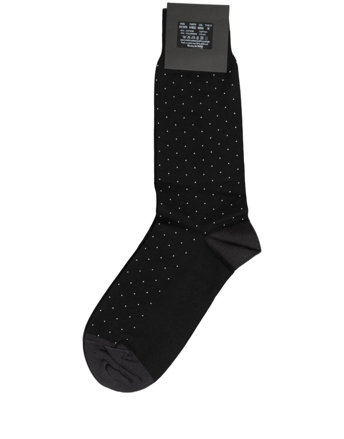 Elevate your style with Dolce & Gabbana's Black Cotton Polka Dot Socks, crafted in Italy from a luxurious cotton blend, embodying sophistication and timeless elegance.