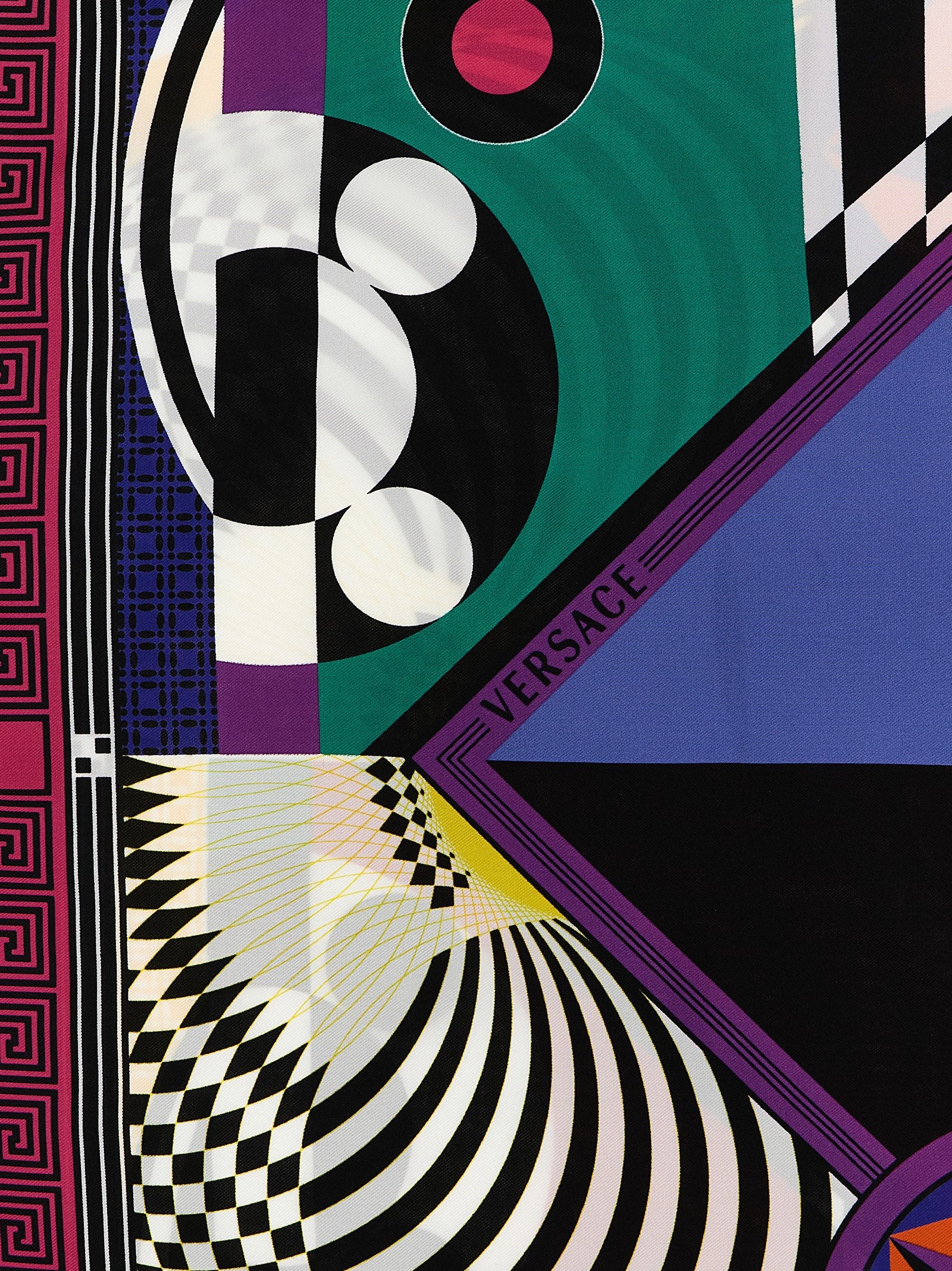 Indulge in the opulence of the Versace Multicolor Silk Foulard, a luxurious accessory crafted from 100% silk, showcasing exquisite geometric motifs and timeless elegance.