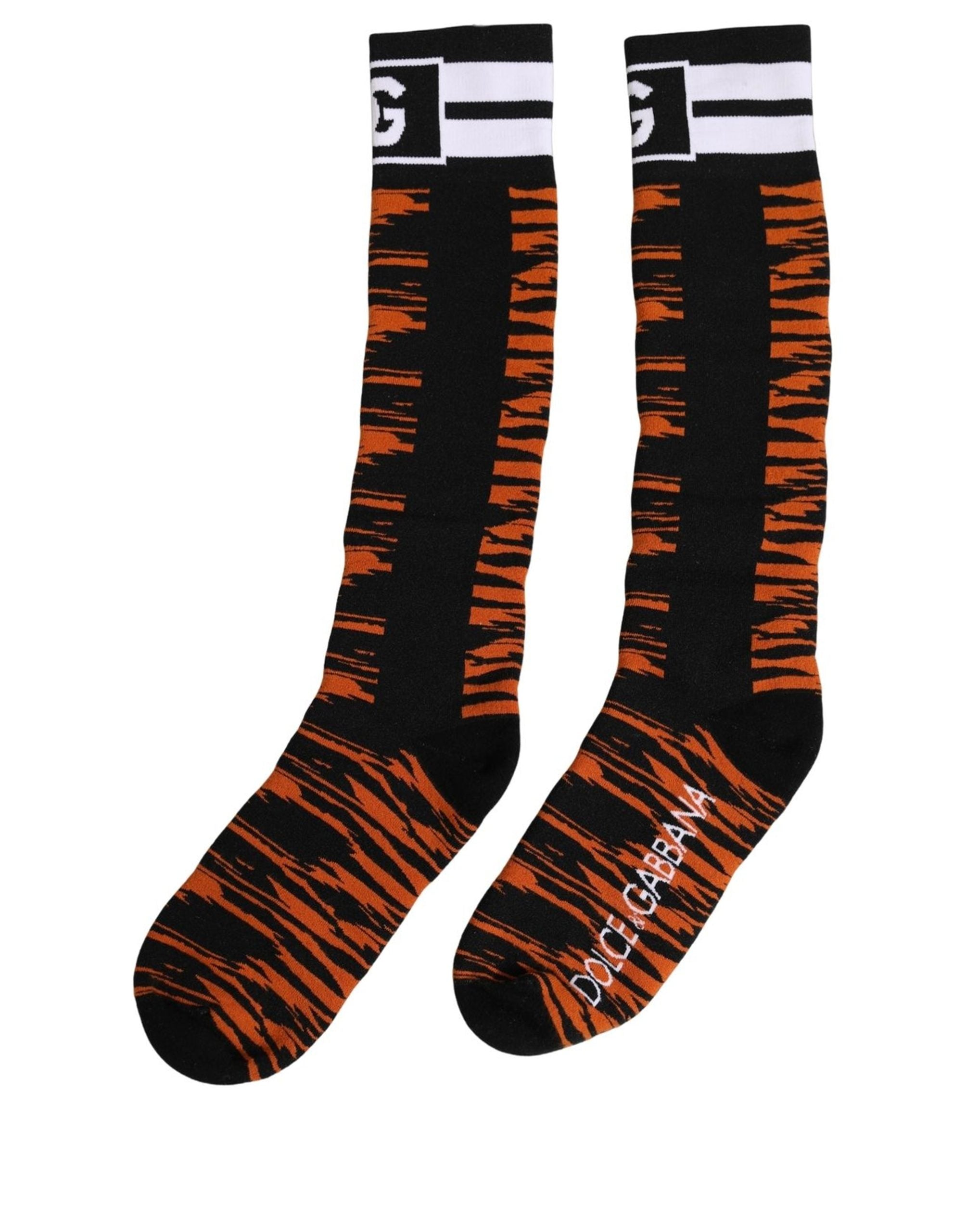 Dolce & Gabbana Knee High Tiger Stripe Socks - Luxury Hosiery