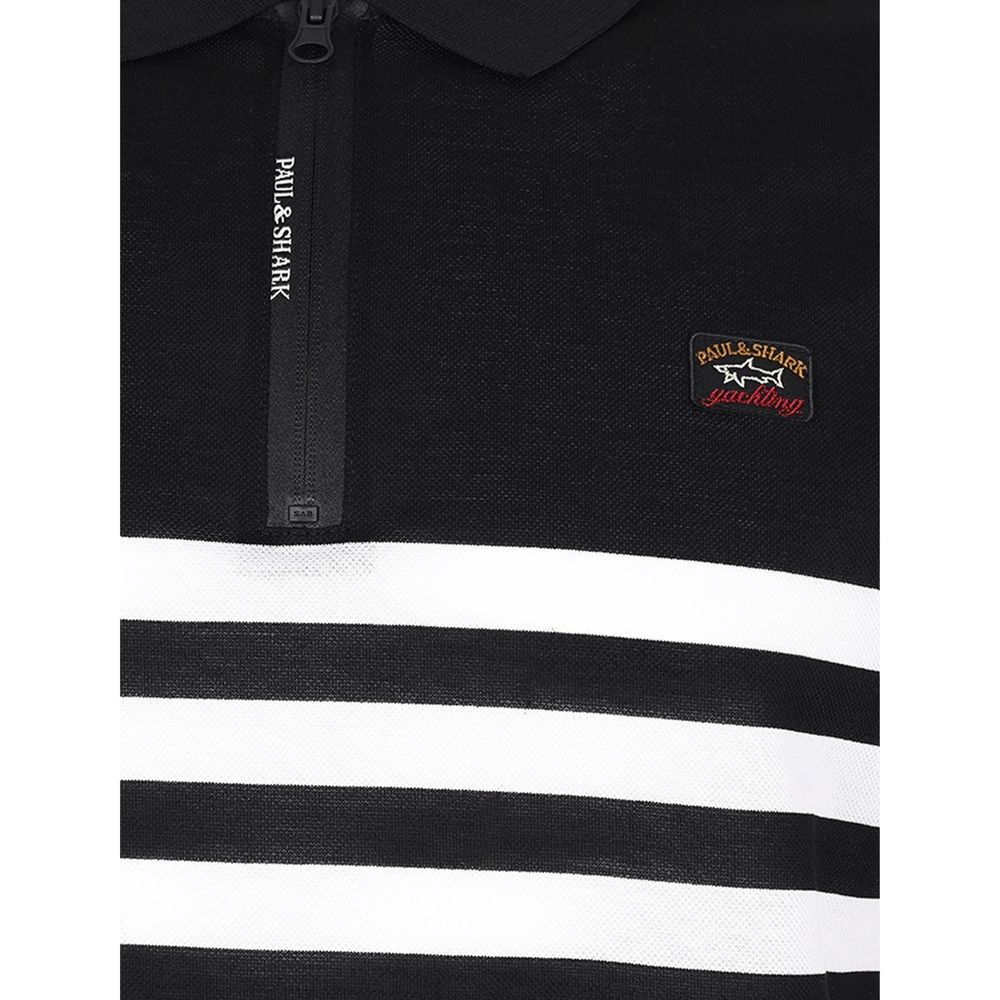 Paul & Shark Black Cotton Polo Shirt - Timeless Luxury Redefined