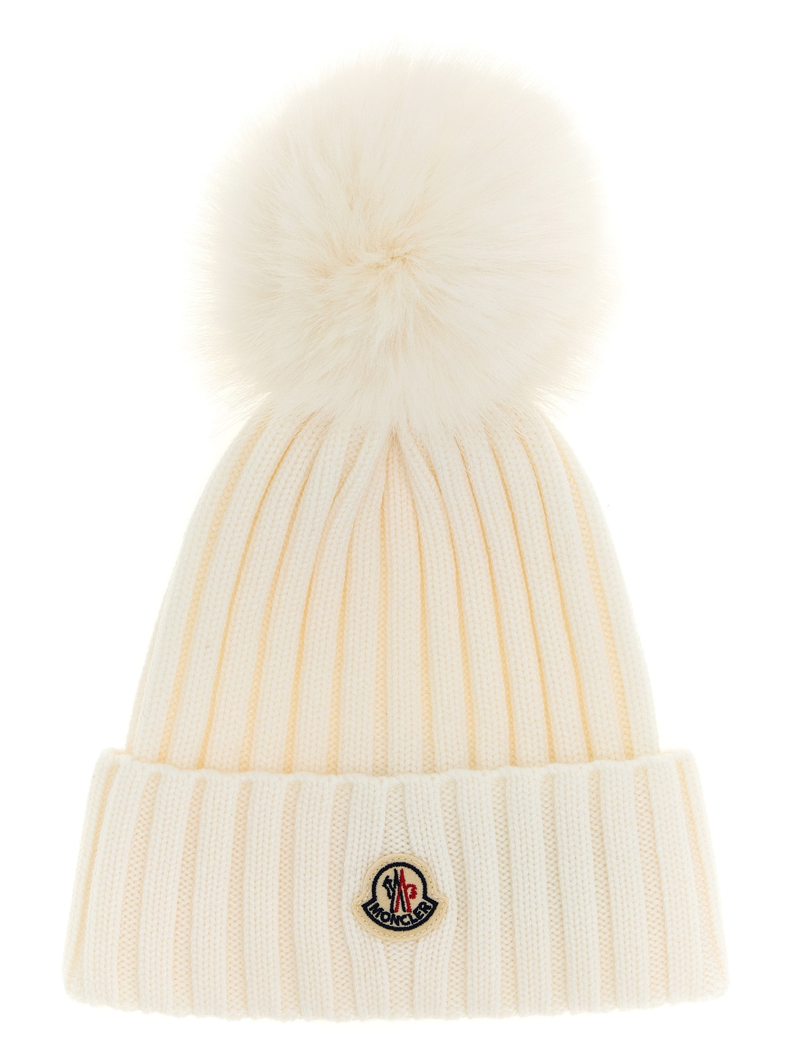 Moncler White MicroModal Beanie - Elevate Your Winter Elegance