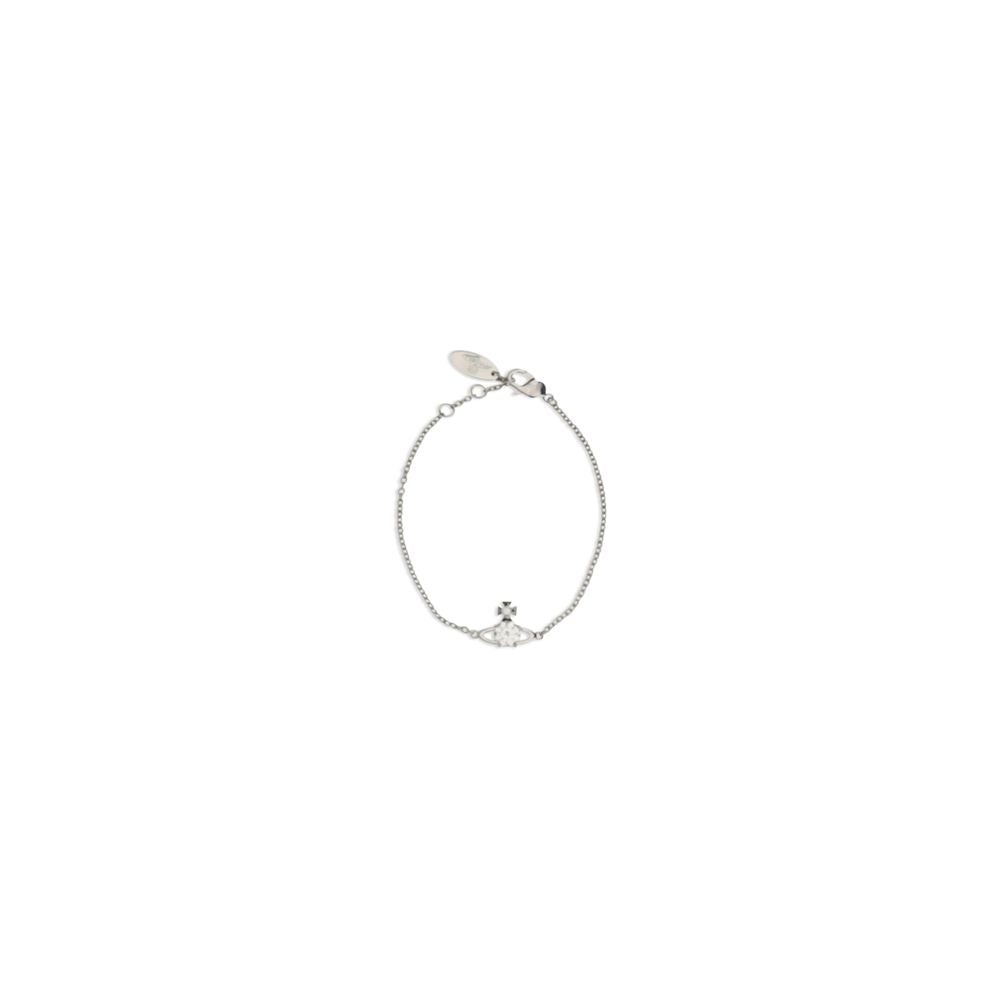 Discover the Reina small Orb Bracelet by Vivienne Westwood, a delicate silver-tone masterpiece adorned with crystals, embodying luxury and sophistication for the discerning individual.