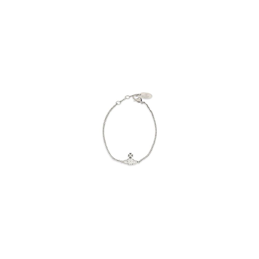 Discover the Reina small Orb Bracelet by Vivienne Westwood, a delicate symbol of elegance crafted in polished silver-tone brass, adorned with sparkling crystals for timeless allure.